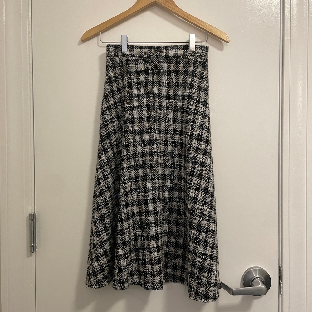 Mango Houndstooth Midi Skirt